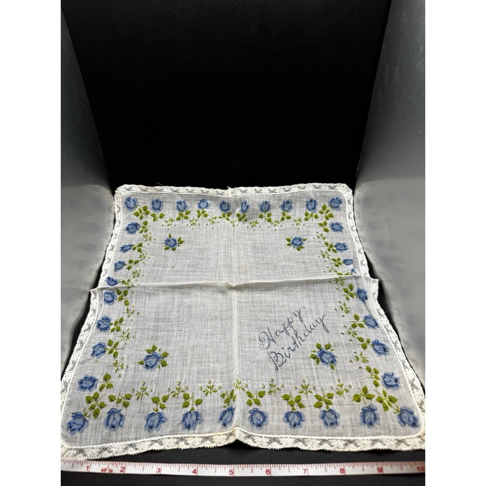Vintage Floral Happy‎ Birthday Hankerchief